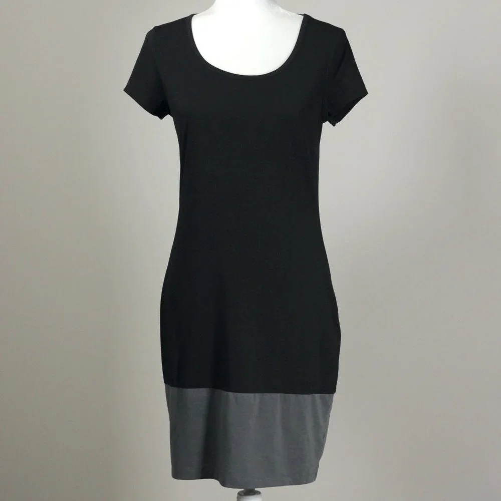Athleta Ella Colorblock Short Sleeve Black and Grey Activewear Mini Dress - Picture 3 of 9